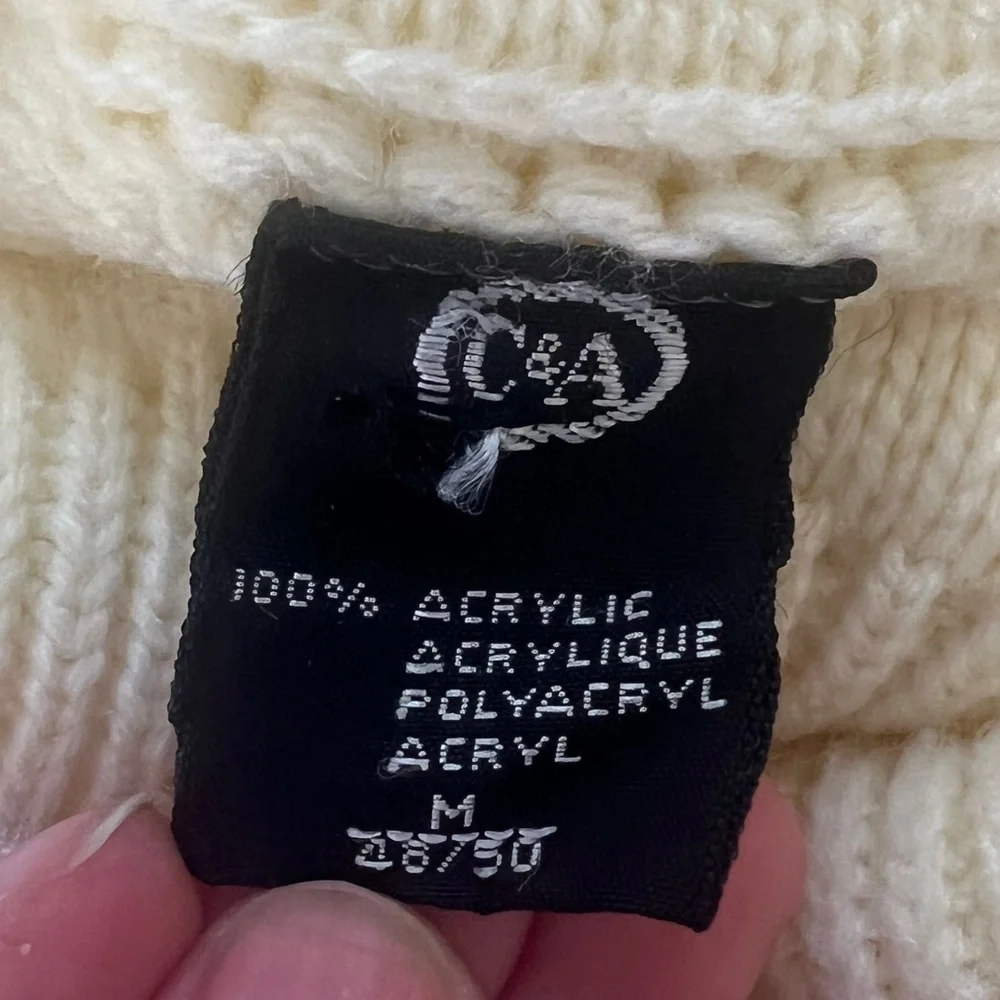 SALE 🍒Vintage Fair Isle Knit Turtleneck Sweater, Cream Neutral Pattern - Picture 5 of 5